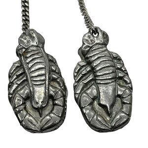 Lobster Sweater Clips Vintage Pewter (?) Silver Tone Retro Chic Secretary Metal